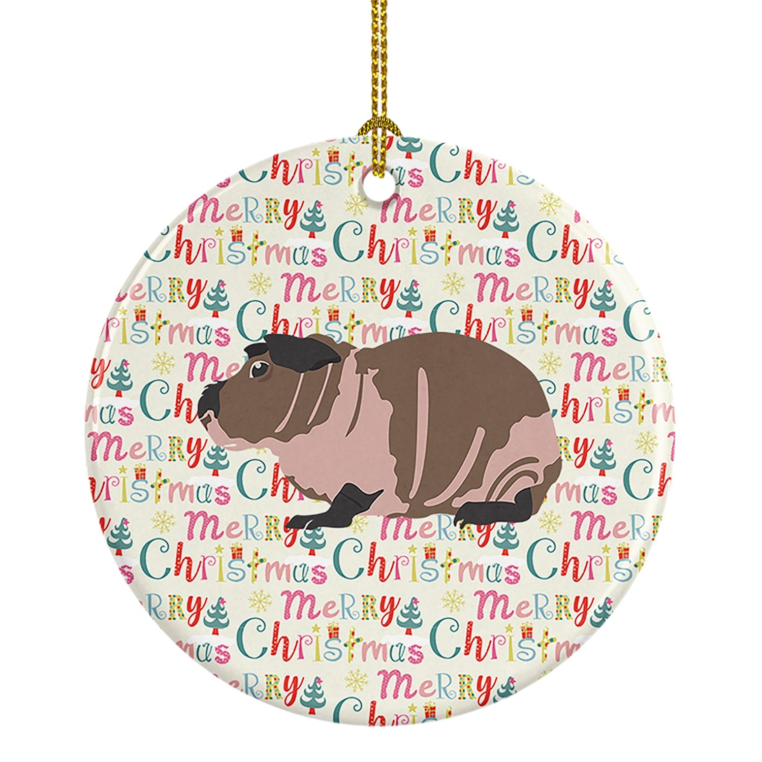 Skinny Guinea Pig Christmas Ceramic Ornament