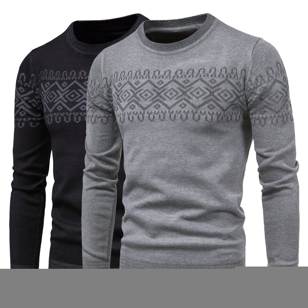 Men's Round Neck Long Sleeve Knit Fashion Sweater
