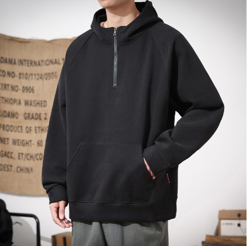 Half-zip American style hooded sweatshirt | Streetwear