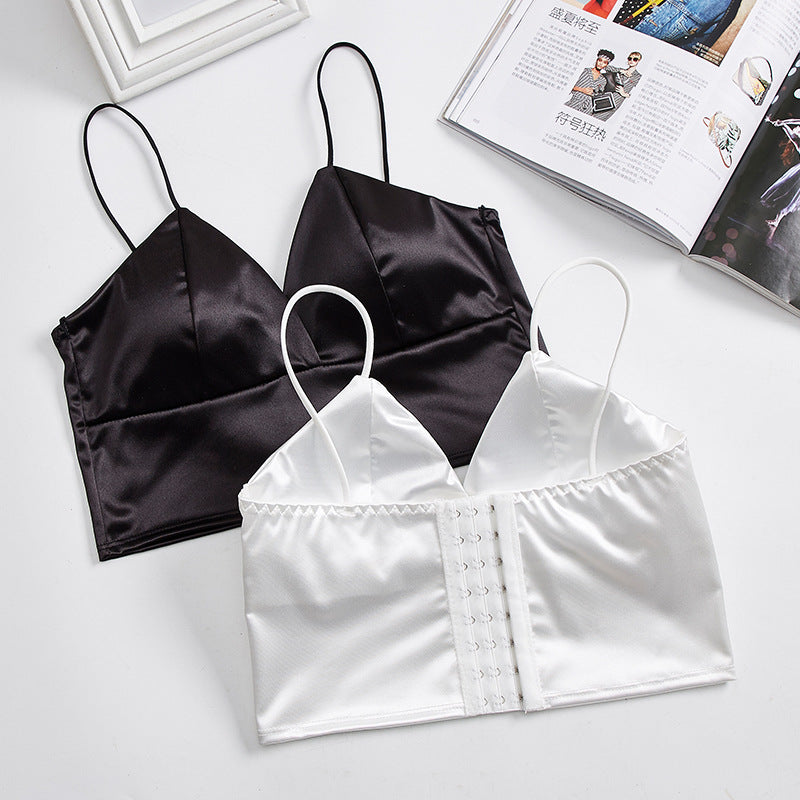 White Satin Wireless Camisole Bralette