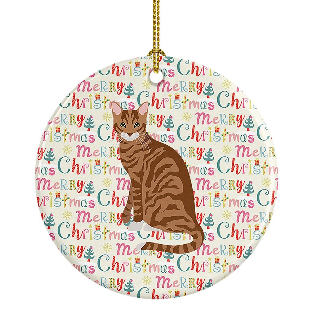 Toyger Cat Christmas Ceramic Ornament