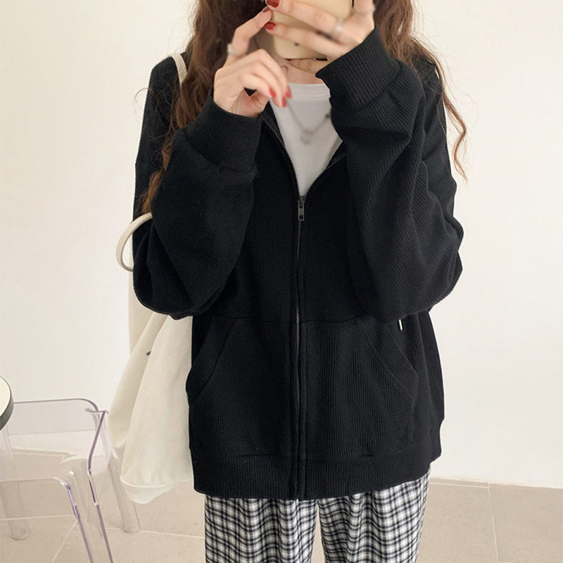 Women's Thermal Cardigan Zip Pullover Sweater Tops | Streetwear