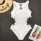 White Floral Cutout One-Piece Swimsuit