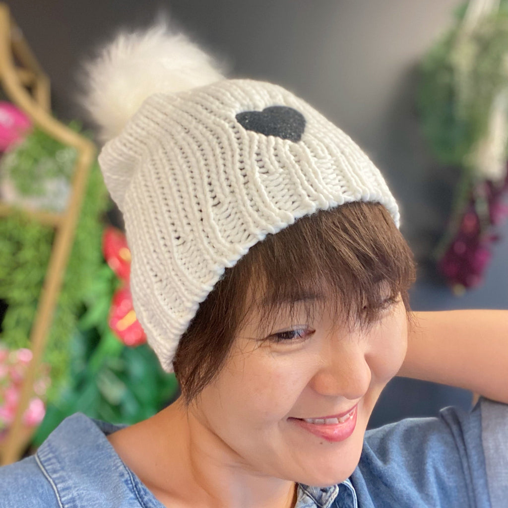 True To Your Heart Cozy Knit Beanie | Embroidered Cap