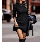 Solid Color Round Neck Sweater