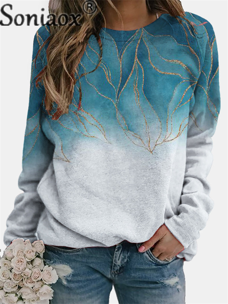 Women's Floral Print Crew Neck Sweatshirt - Fall 2023 | Streetwear