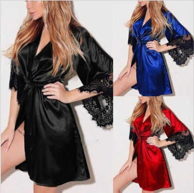 Plus Size Transparent Lace Nightgown and Robe Set