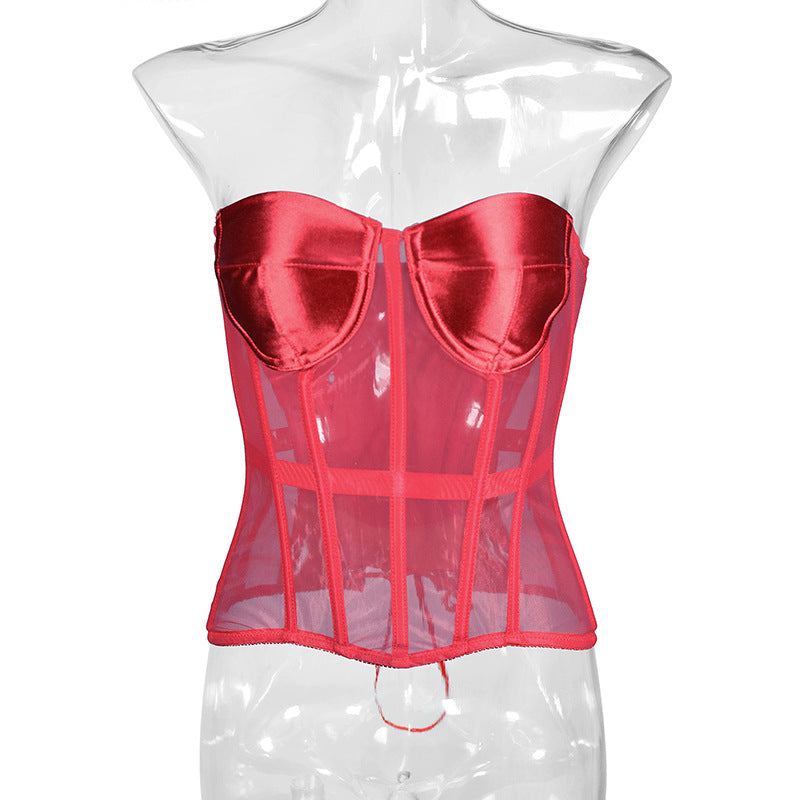 P3202 Breathable Mesh Sheer Fishbone Corset