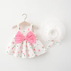 Summer Baby Girl Beach Princess Dress with Bow & Flowers