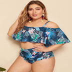 2019 New Ruffle One-Piece Swimsuit with Print