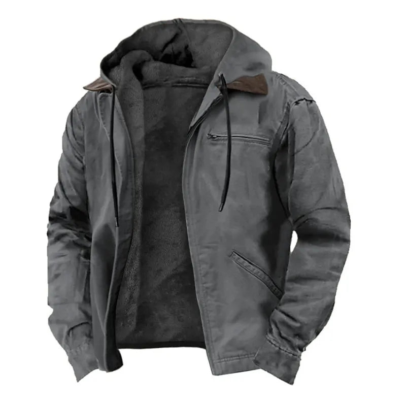 Hooded Sweater with Cotton-Padded Brown Lining