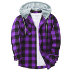 Men's Hooded Checkered Flannel Shirt - Elegant Fashion