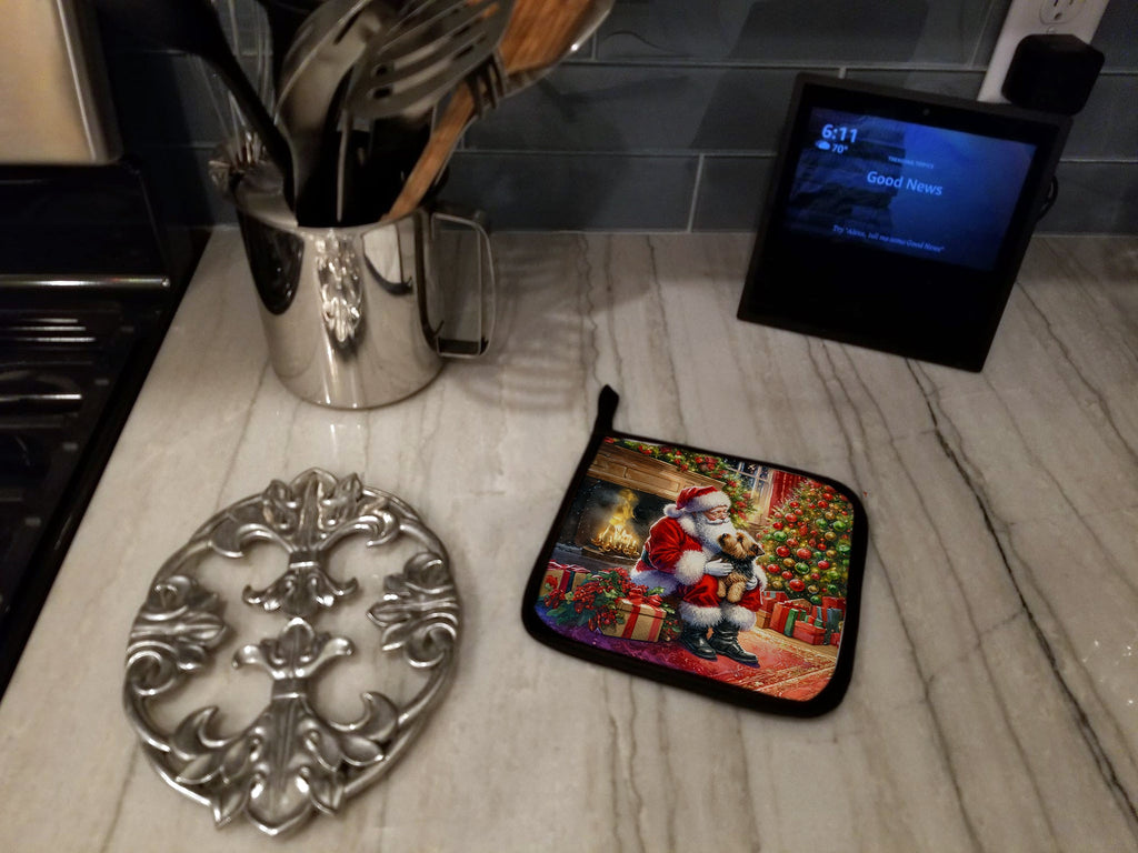 Norfolk Terrier and Santa Claus Pair of Pot Holders
