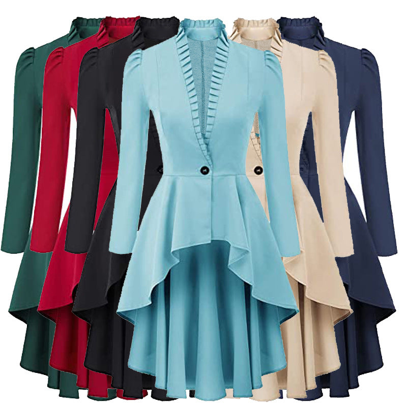 Solid Color Cotton Coat with Suit Collar (Europe & America)