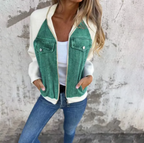Women's Casual Hooded Denim Patchwork Jacket