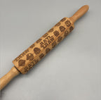 Wooden Rolling Pin with Christmas Reindeer Design