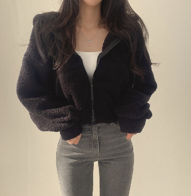 Retro Solid Lamb Wool Casual Jacket for Academy Style