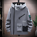 Men's Casual Hooded Windbreaker Jacket - Large Size 4XL