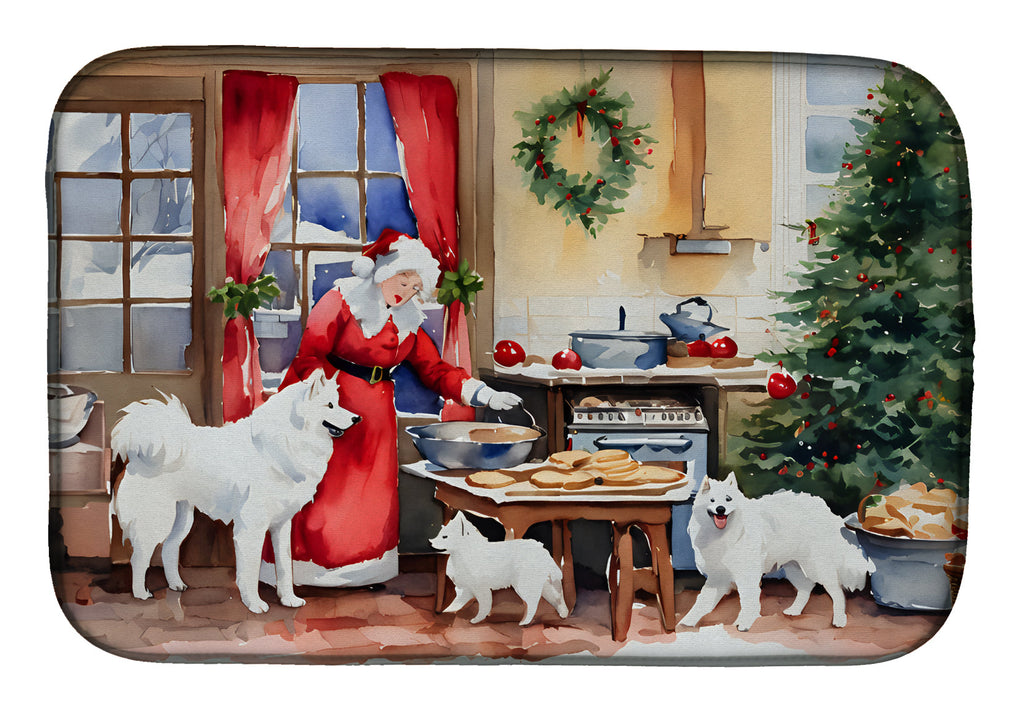 Samoyed Christmas Cookies Dish Drying Mat