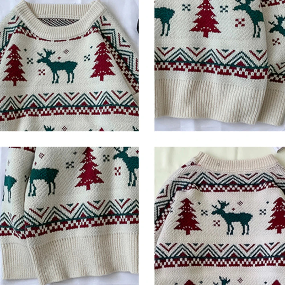 Korean Style Deer Print Thermal Sweater for Men