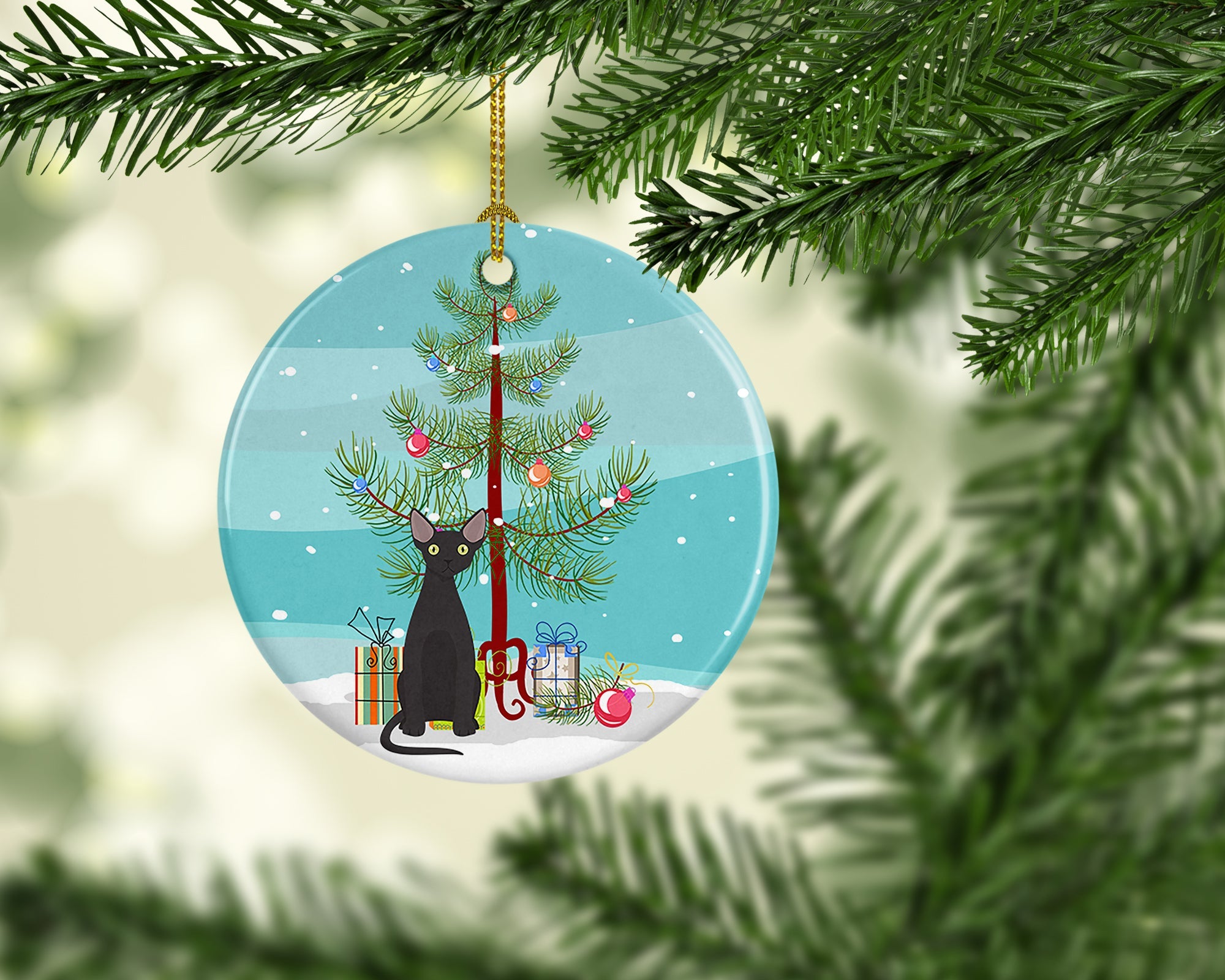 Devon Rex Cat Christmas Ceramic Ornament