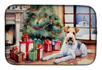 Fox Terrier Cozy Christmas Dish Drying Mat