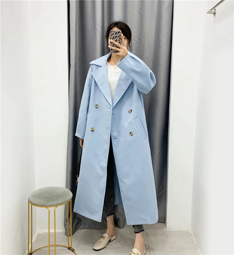 Double Breasted Blue Wool Coat