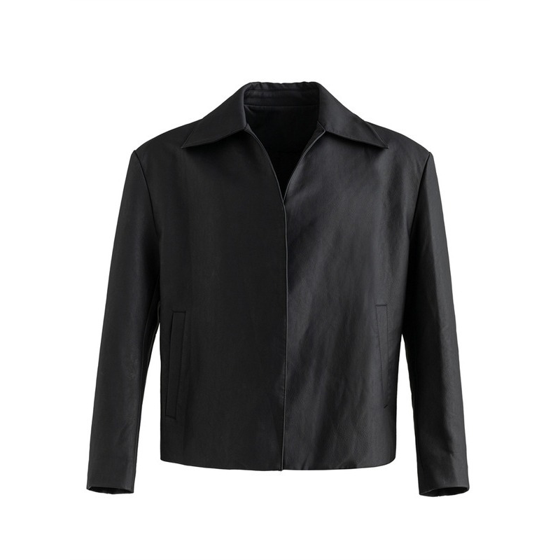 Minimalist PU Leather Jacket for Men - Spring/Fall 2024