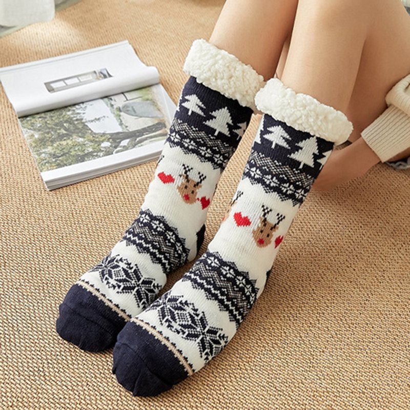 Thick Plush Women's Christmas Mid-Calf Floor Socks