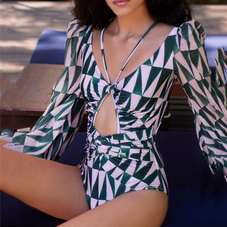 2023 New Women's Long Sleeve Printed Bikini Swimsuit