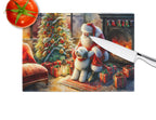Old English Sheepdog and Santa Claus Glass Cutting Board