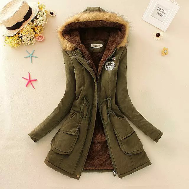 Thick Hooded Winter Jacket for Women with Fur Collar