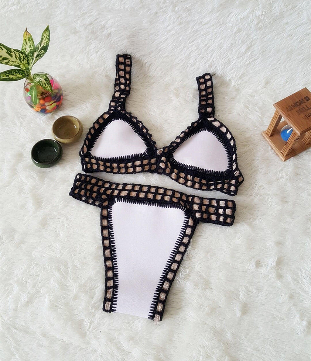 Handcrafted Colorful Bikini Set with Sexy Crochet Edging