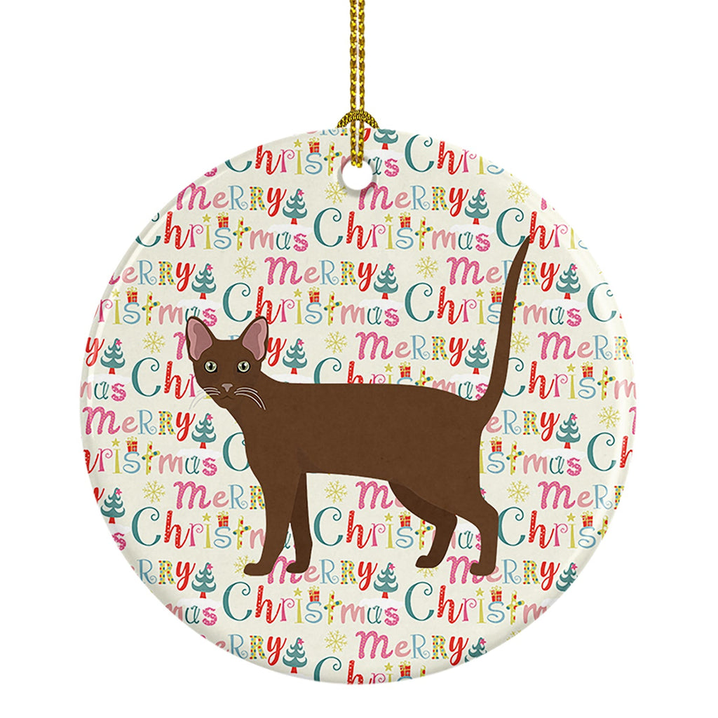 Havana Brown Cat Christmas Ceramic Ornament