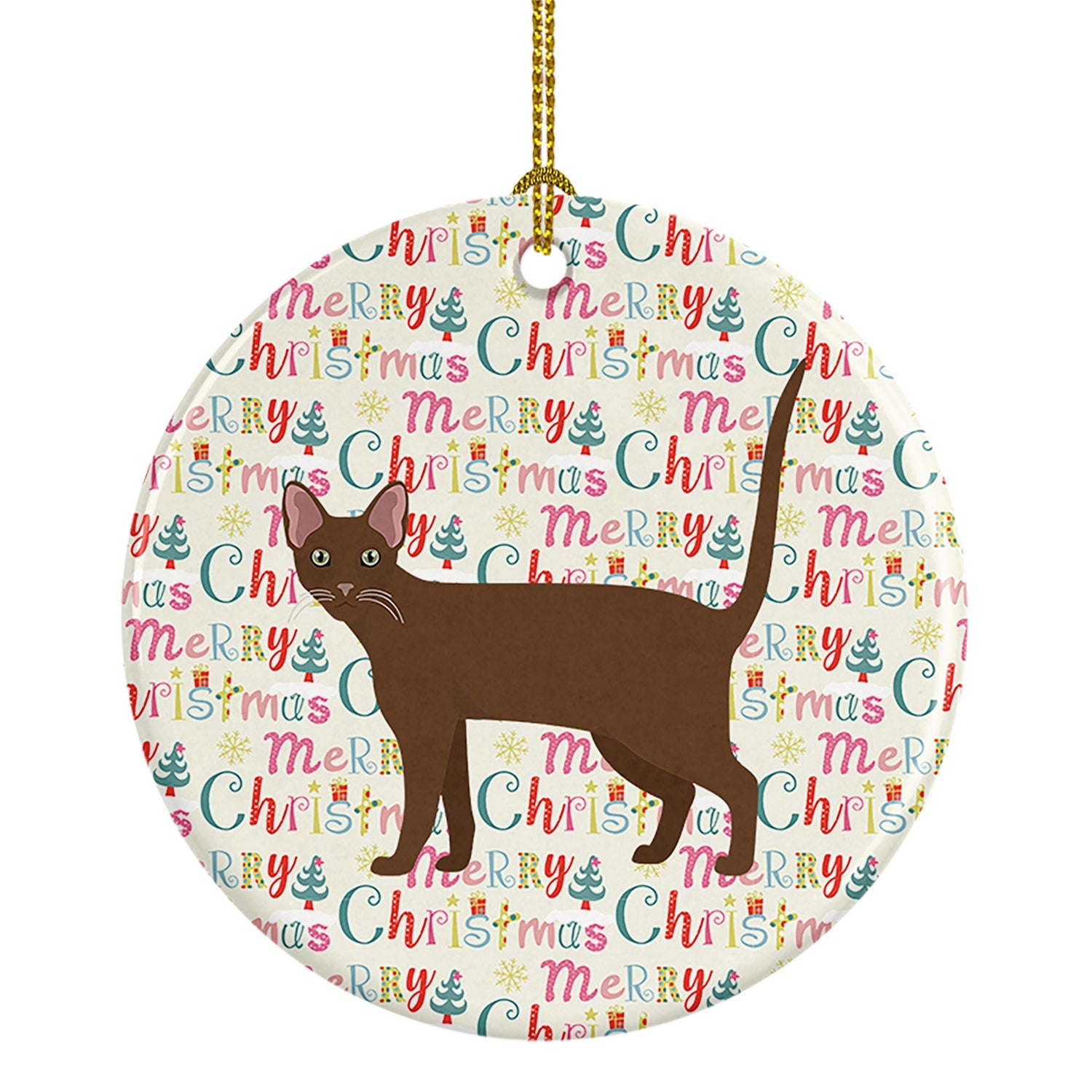 Havana Brown Cat Christmas Ceramic Ornament