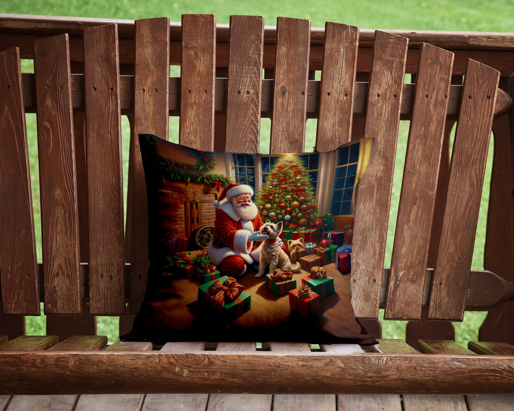 Cairn Terrier and Santa Claus Throw Pillow