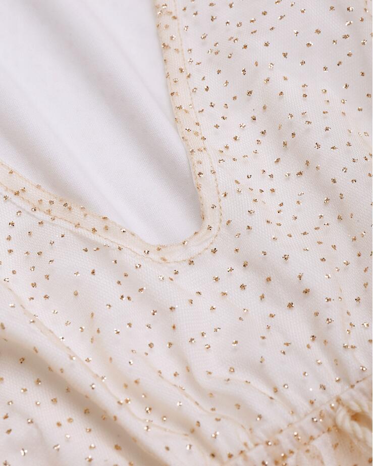 Sheer Sequin Long-Sleeve Beach Cover-Up