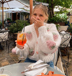 Handmade Strawberry Knitted Cardigan for Women