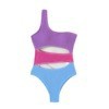 Three-Color Women's Bodysuit Bikini with Ruffles