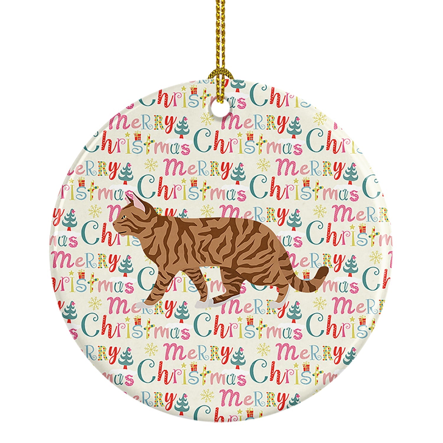 Toyger Cat Christmas Ceramic Ornament