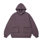Men's Hooded Terry Sweater with Multi-Pocket Rivets