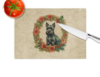 Scottish Terrier Christmas Flowers Glass Cutting Board