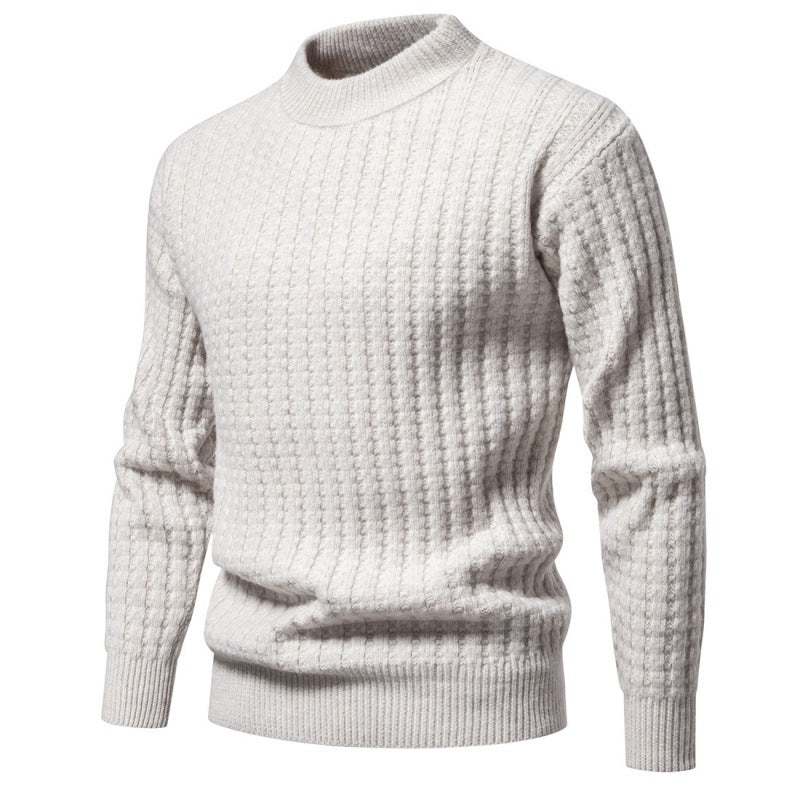 Autumn Men's Solid Color Round Neck Knit Sweater