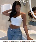 Sweetheart Metal Neck Lacing Crop Top for Women