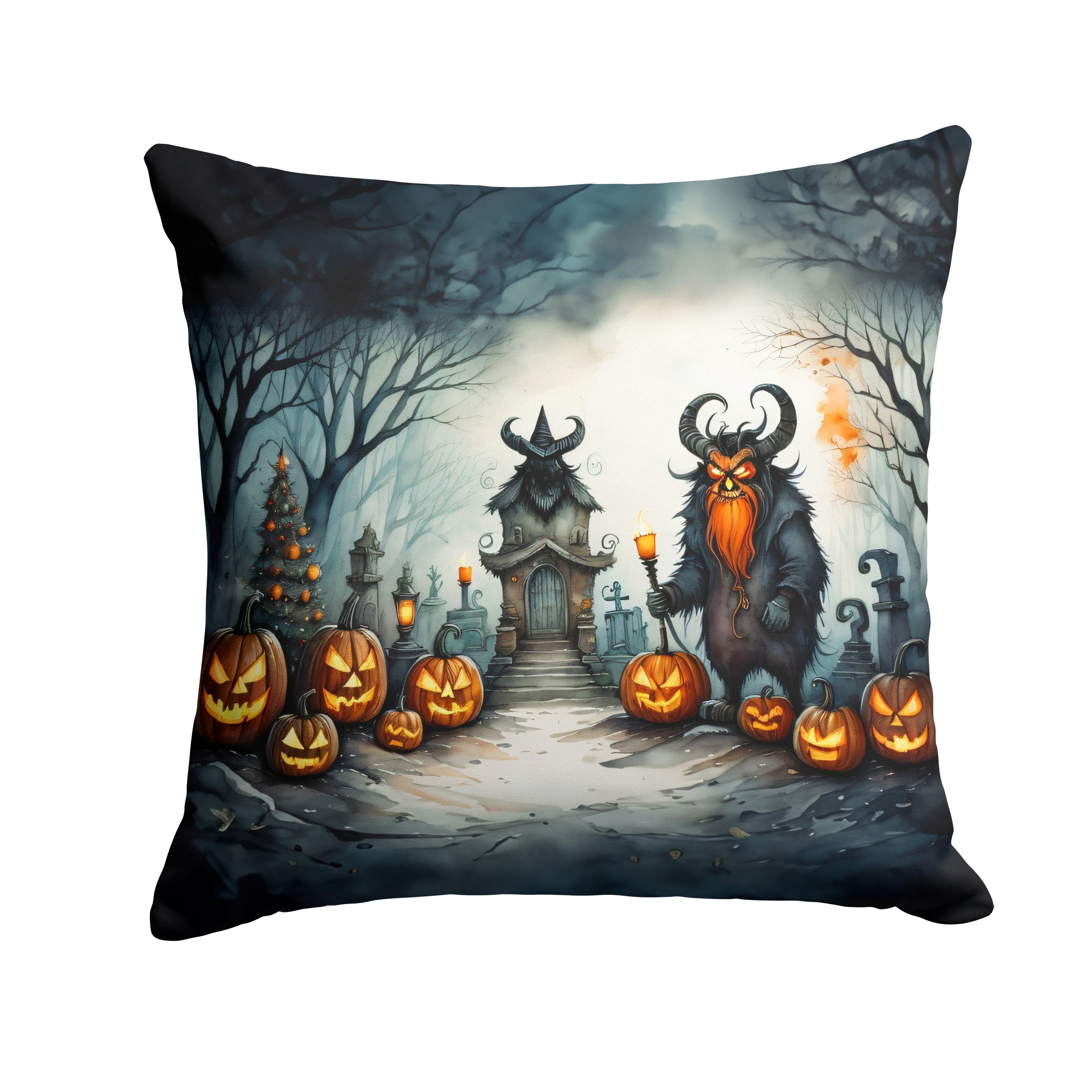 Krampus The Christmas Demon Spooky Halloween Throw Pillow