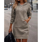 Women's Hooded Mid-Length Plaid Sweater