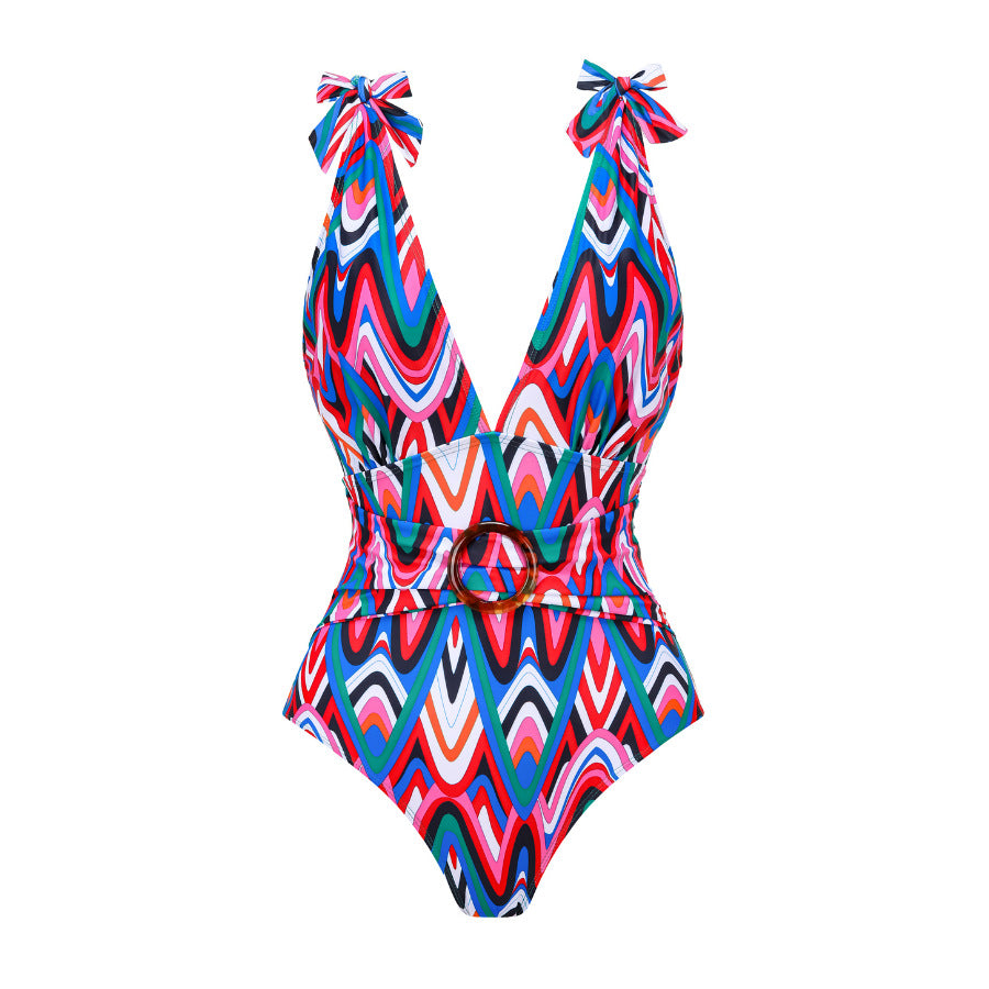 2024 Cross-Border Women's Floral Swimsuit with Skirt Set