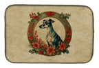 Greyhound Christmas Flowers Dish Drying Mat