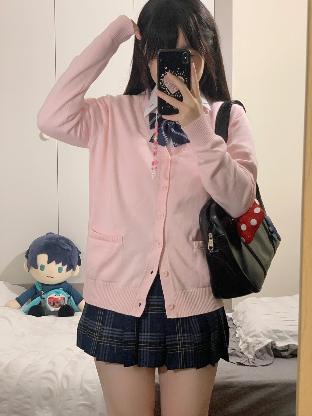 Cute Knitted Cardigan - Pink Blue Black JK Style