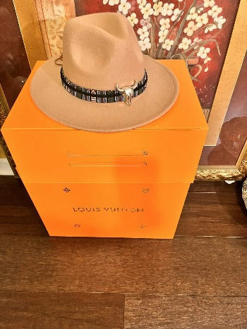 Wool Fedora Hat With Punk Ribbon | Embroidered Cap